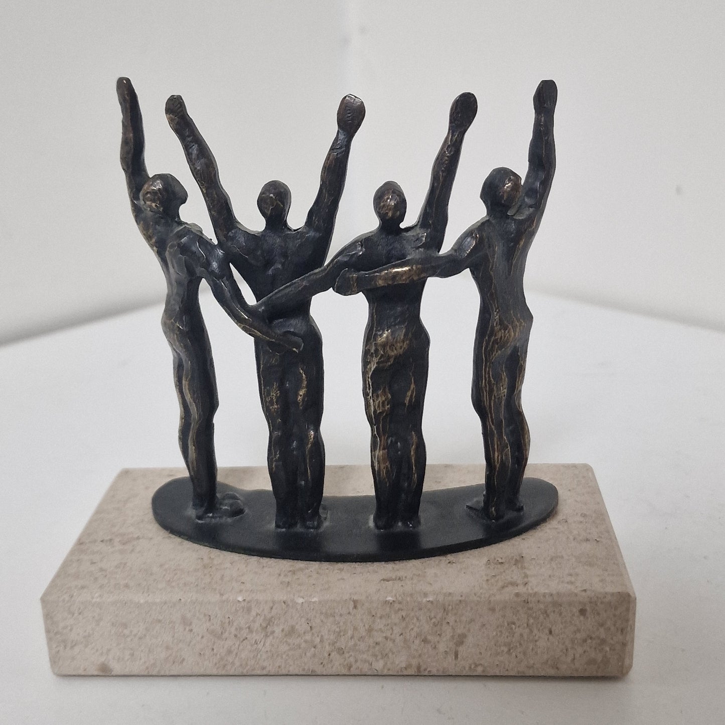Bronze Figure Sculpture on Marble Base, Dutch Designer Art, 14 cm