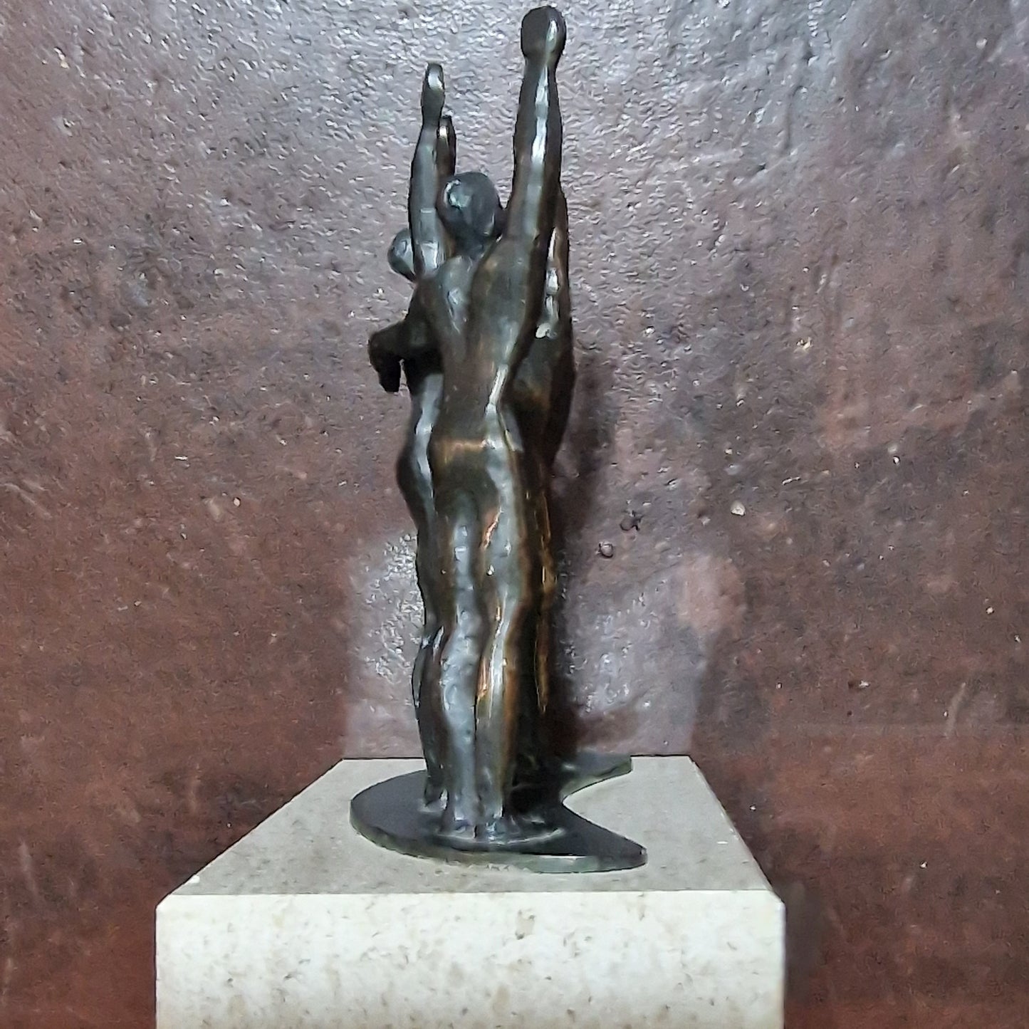 Bronze Figure Sculpture on Marble Base, Dutch Designer Art, 14 cm
