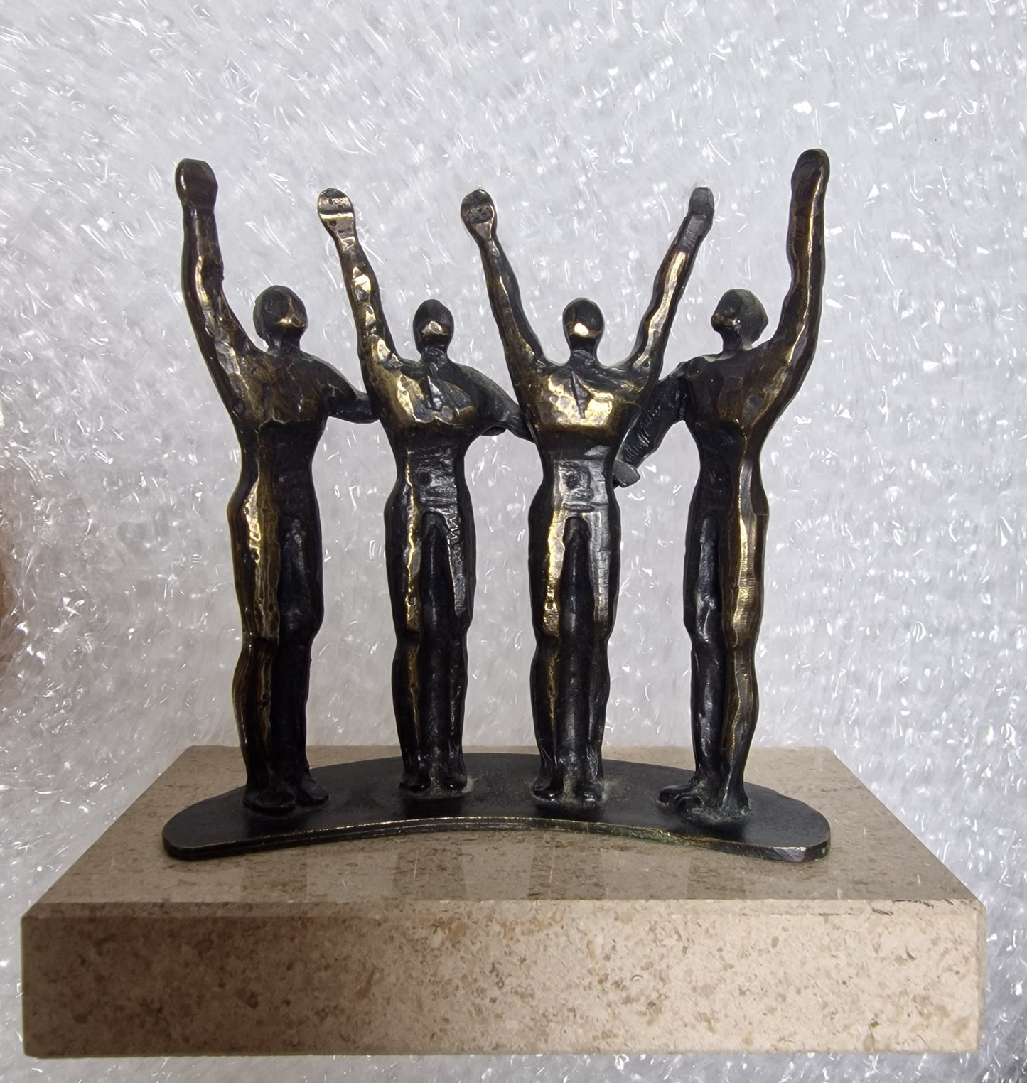 Bronze Figure Sculpture on Marble Base, Dutch Designer Art, 14 cm
