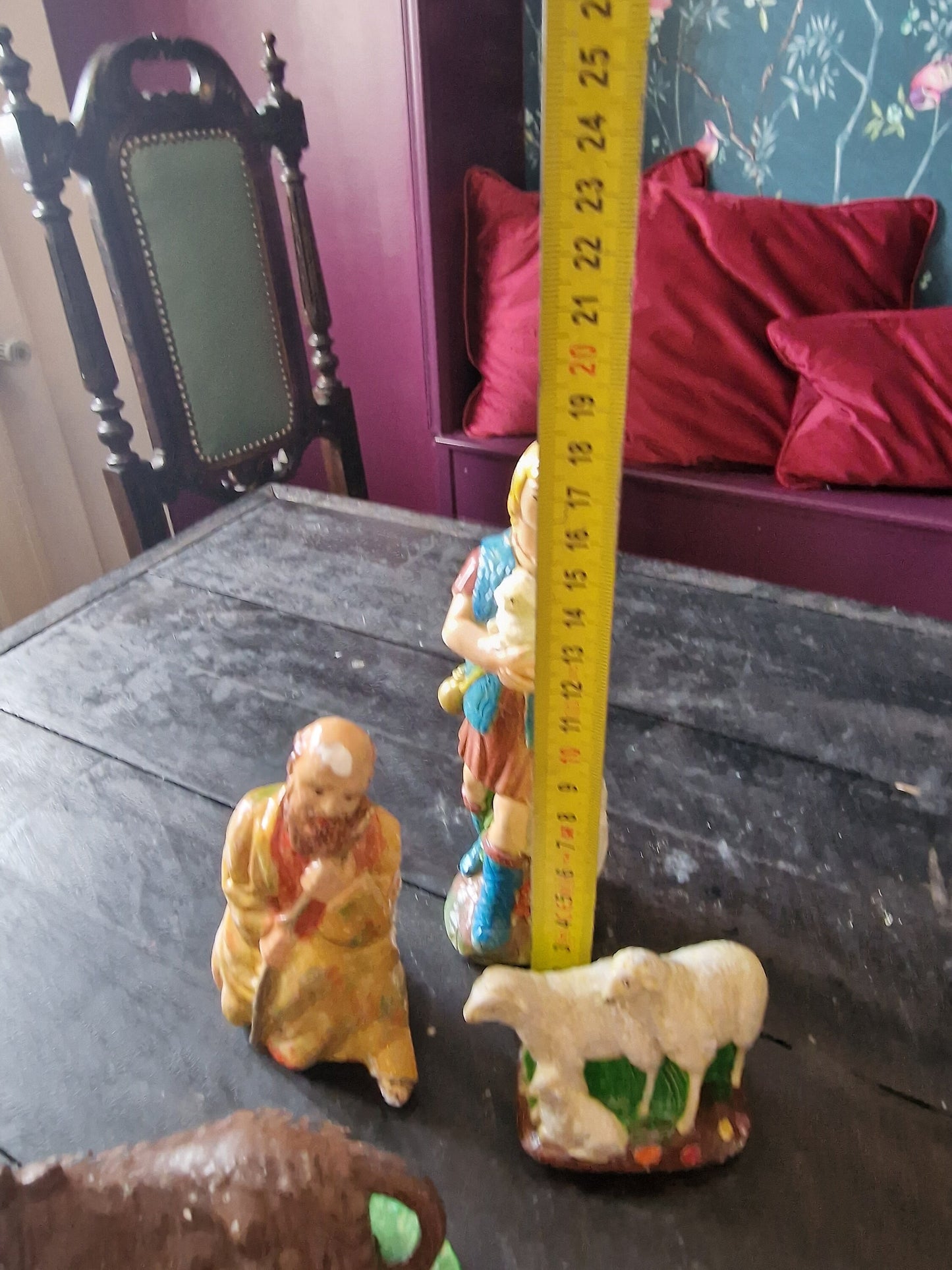 Antique Art Nouveau Polychrome Nativity Scene, ca 1910-1920
