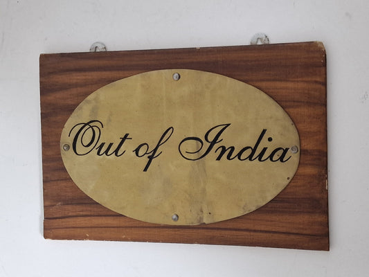 British India: kolonial plate 'out of india' wood copper antiques