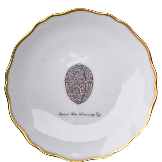 Fabergé Porcelain Gilt Jewelry Dish, Imperial Egg Design