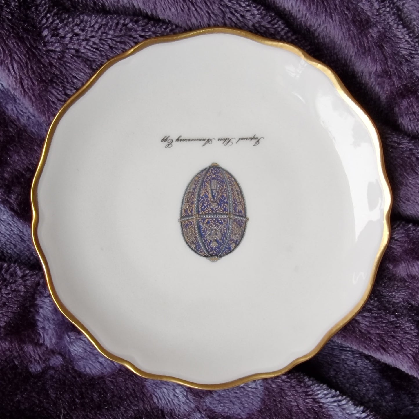 Fabergé Porcelain Gilt Jewelry Dish, Imperial Egg Design
