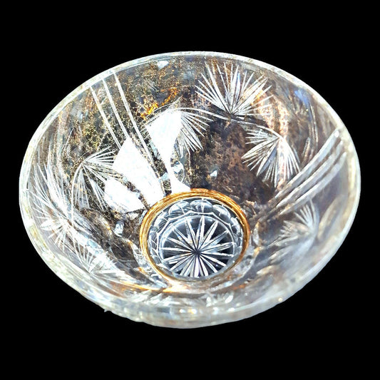 Lead Crystal Gold Flake Bowl, Decorative Centerpiece (20cm)