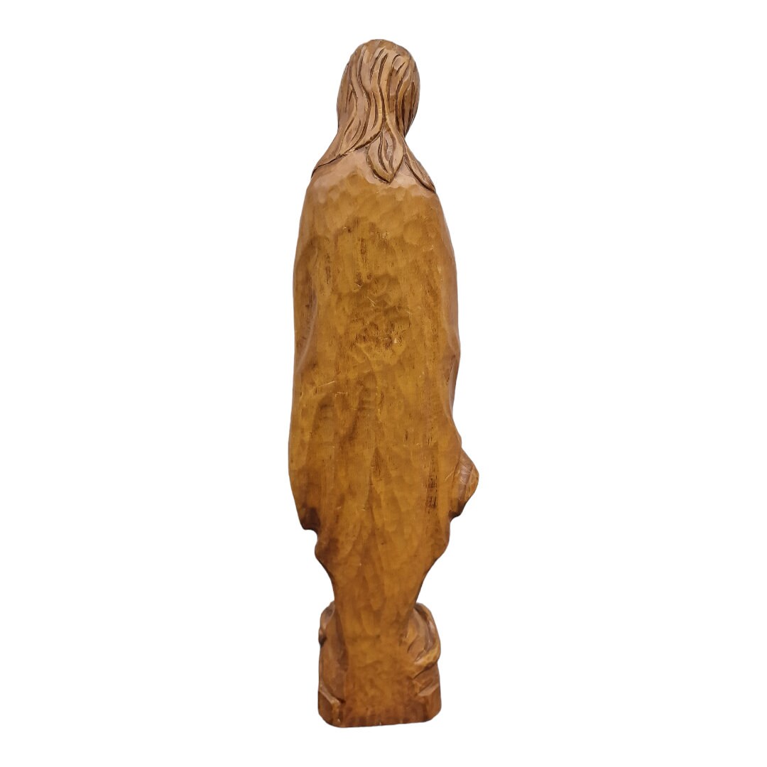Limburgs kloosterhouten sculptuur 44 cm grote Art Deco houtsnijwerk Madonna, maria holland