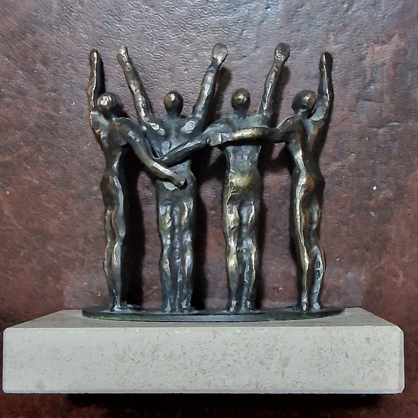 Bronze Figure Sculpture on Marble Base, Dutch Designer Art, 14 cm
