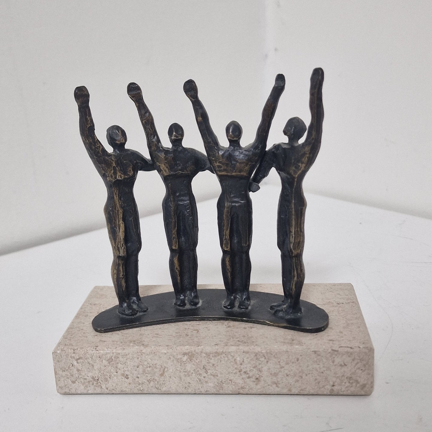 Bronze Figure Sculpture on Marble Base, Dutch Designer Art, 14 cm