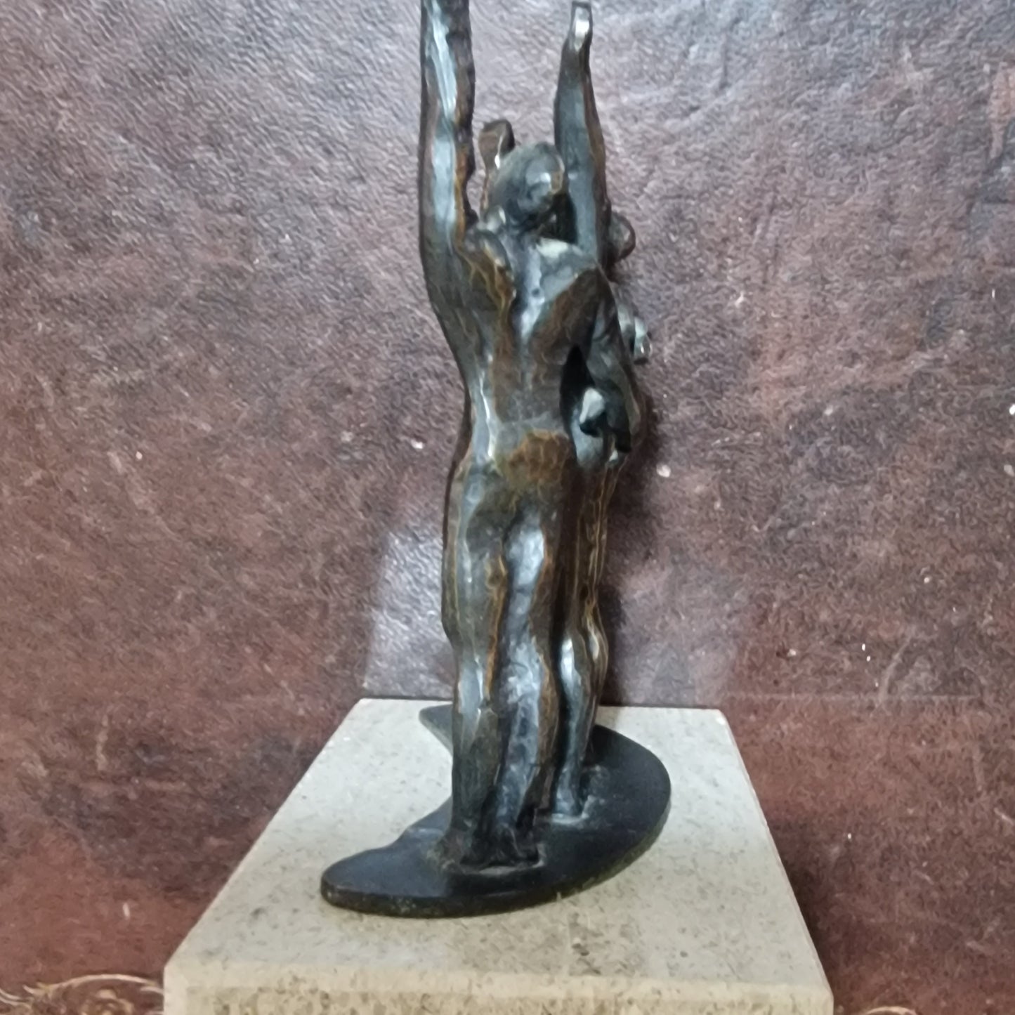 Bronze Figure Sculpture on Marble Base, Dutch Designer Art, 14 cm