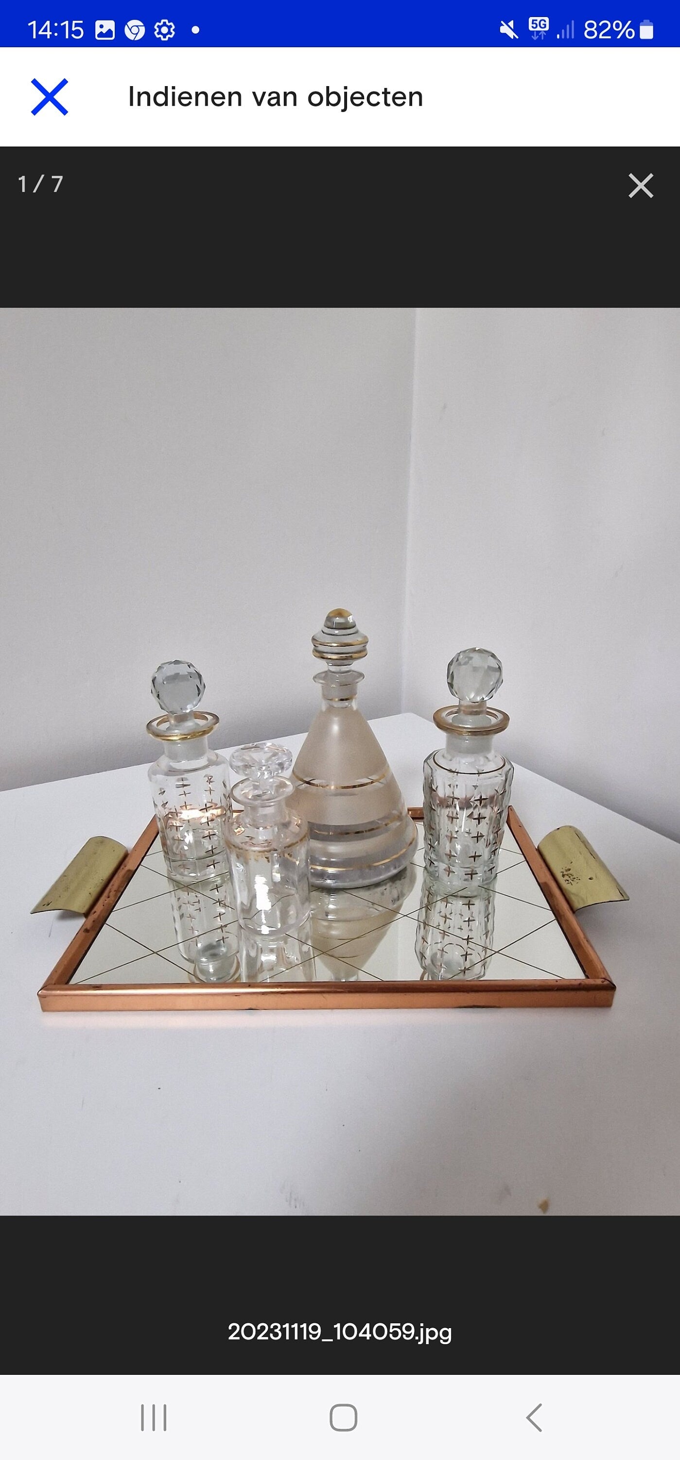 Antique French Vanity Set, Crystal Perfume Bottles, Tea Caddy