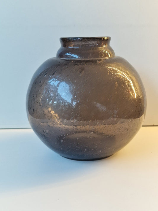 Art Deco Leerdam Hand Blown Glass Vase, Dutch Design