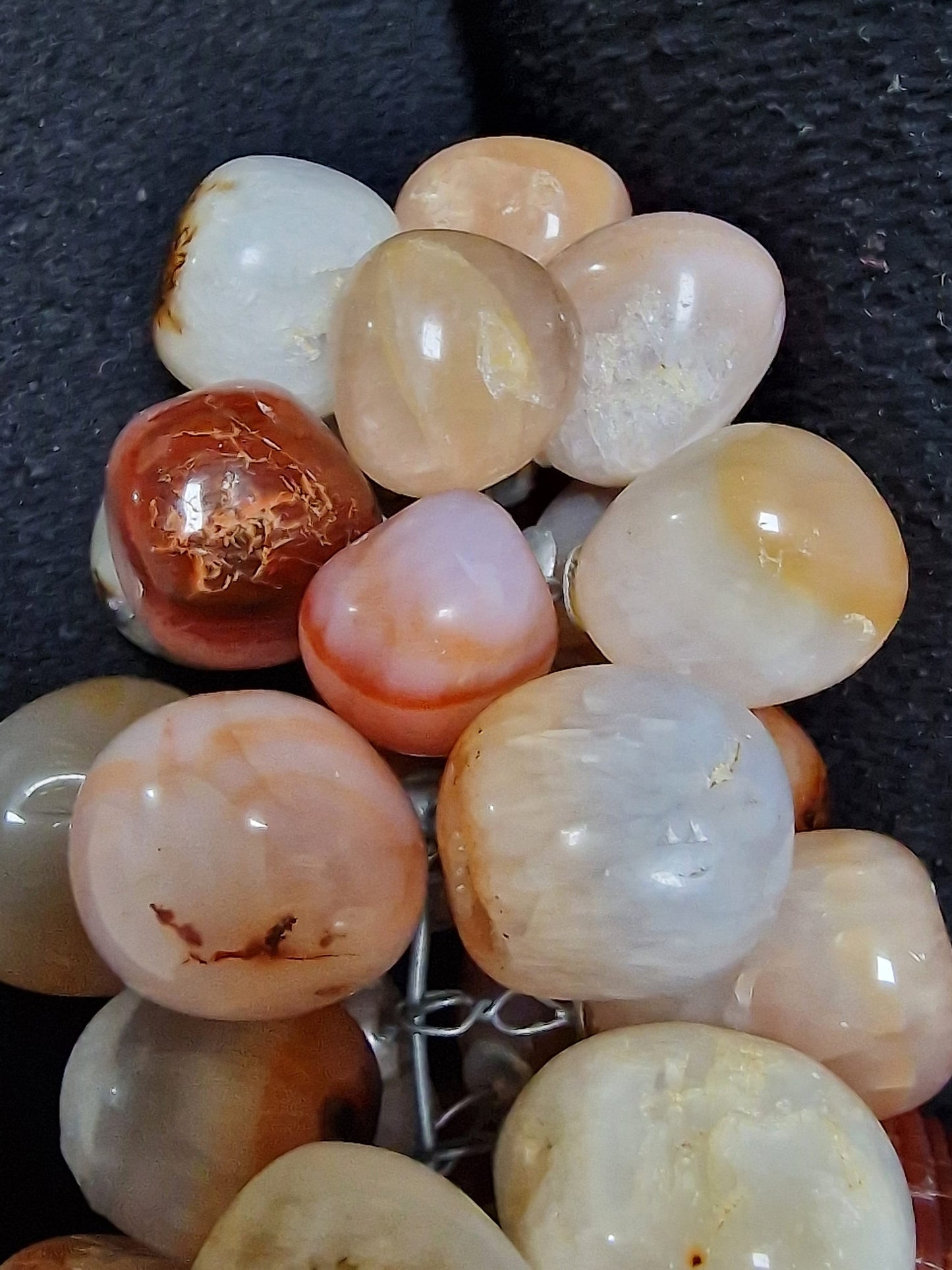 Vintage Chinese Agate Grape Cluster Carving, Hardstone Fruit Sculpture
