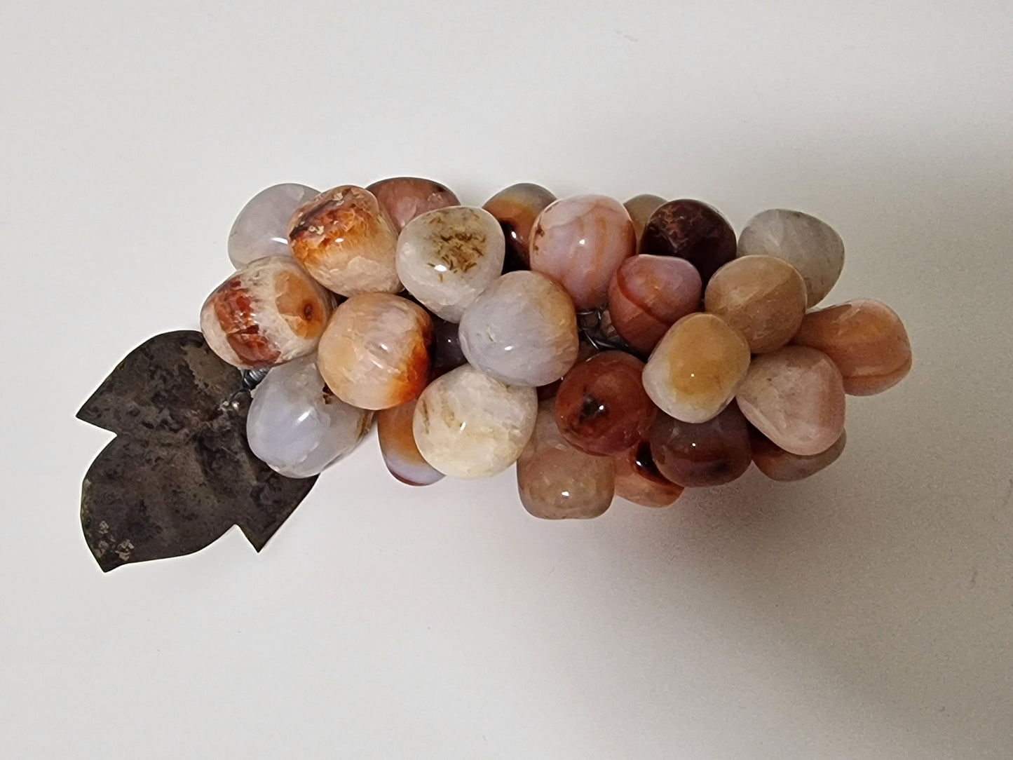Vintage Chinese Agate Grape Cluster Carving, Hardstone Fruit Sculpture