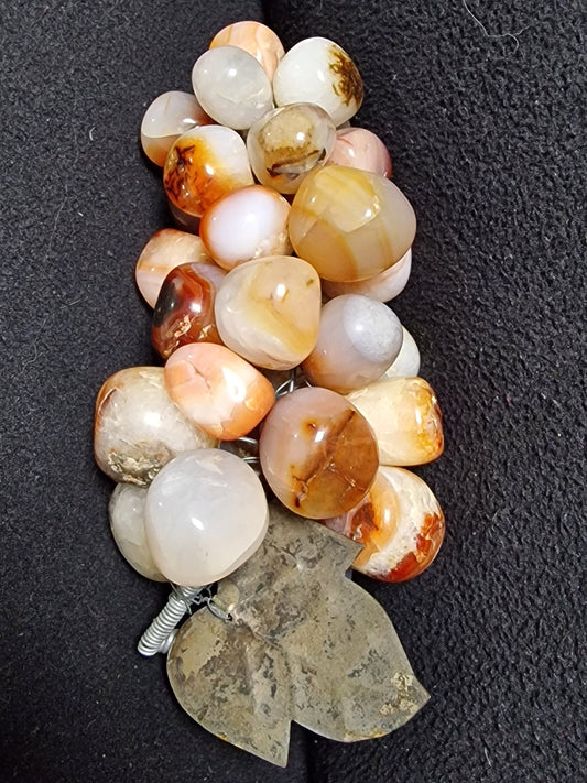 Vintage Chinese Agate Grape Cluster Carving, Hardstone Fruit Sculpture