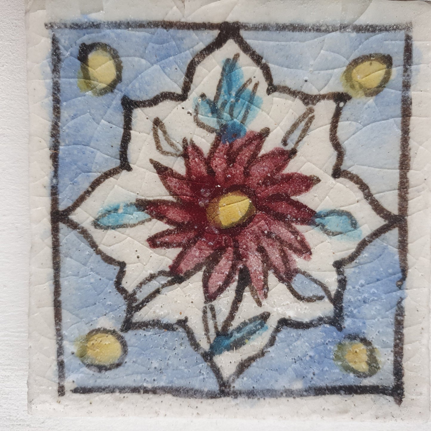 3 tiles thick handmade handpainted vintage midcentury collector tiles, polychrome eastern oosterse oosters iznik ?