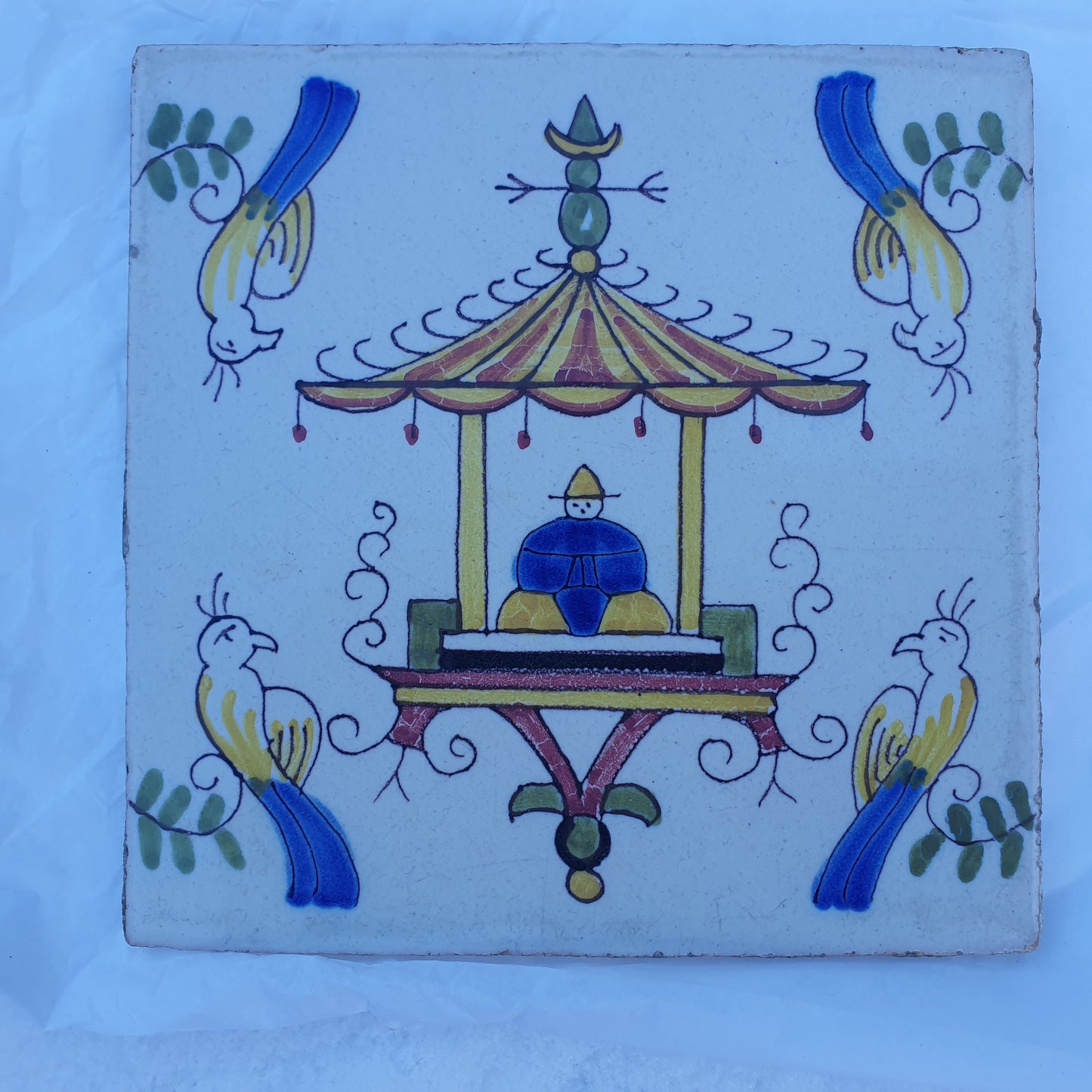Rare Makkum Tile Set, Dutch Chinoise Polychrome, 19th Century