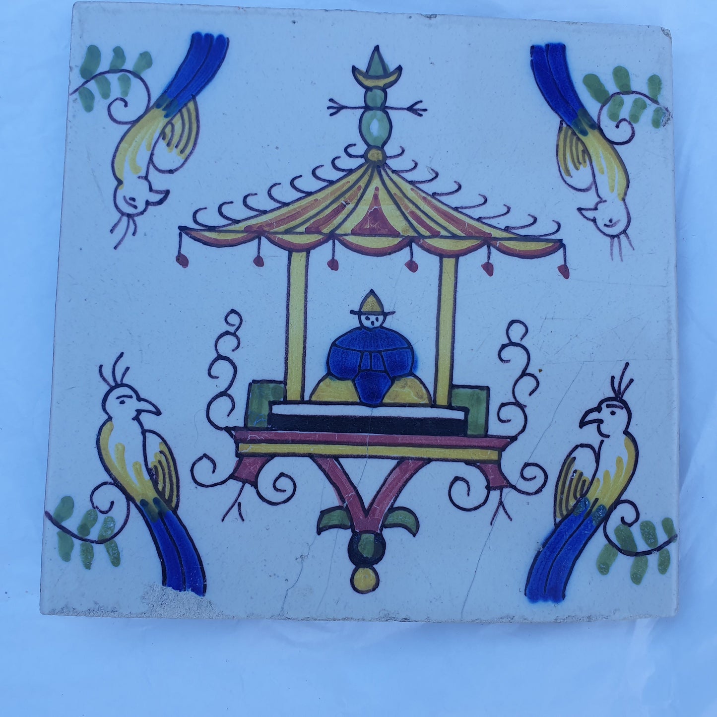 Rare Makkum Tile Set, Dutch Chinoise Polychrome, 19th Century