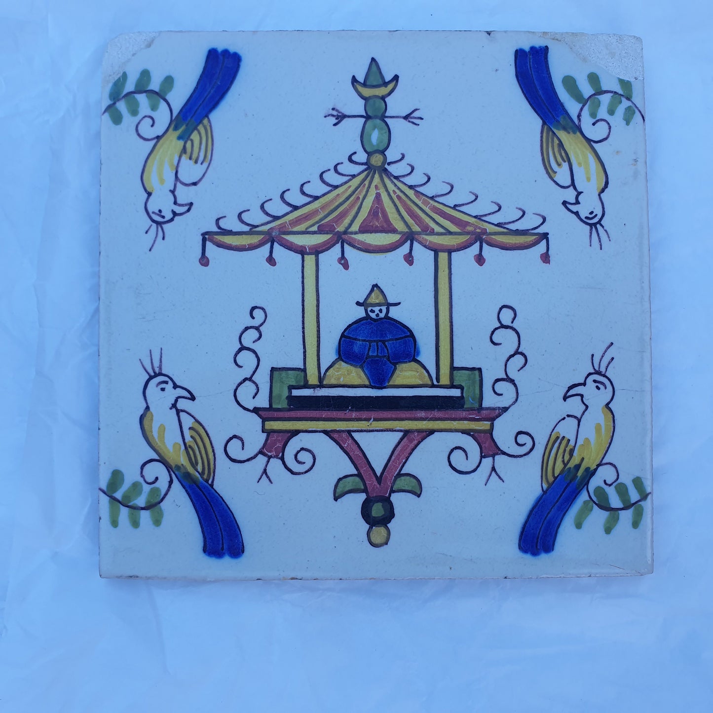 Rare Makkum Tile Set, Dutch Chinoise Polychrome, 19th Century