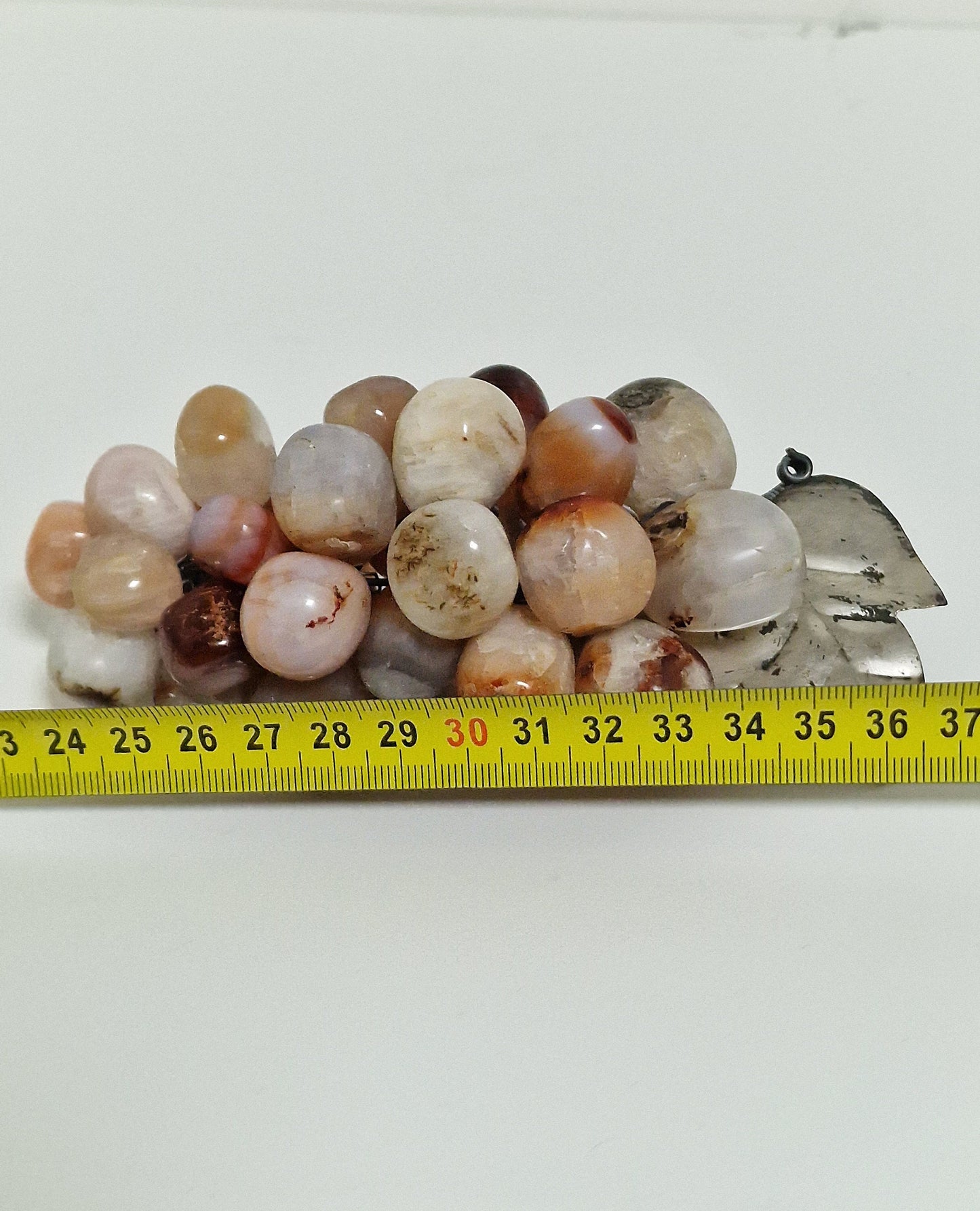 Vintage Chinese Agate Grape Cluster Carving, Hardstone Fruit Sculpture