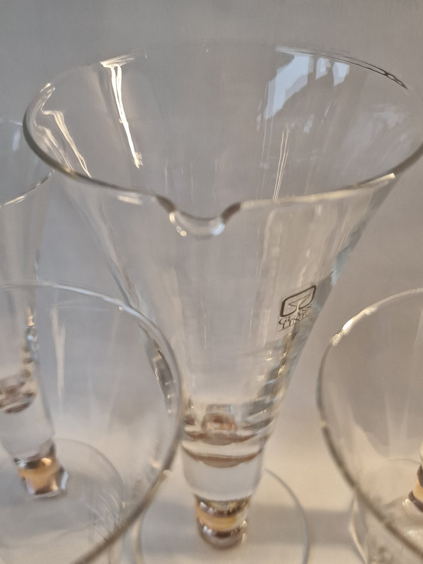 Carlo Moretti Murano Champagne Flutes with Gold Ball Stem, Italian Glass Set spumante