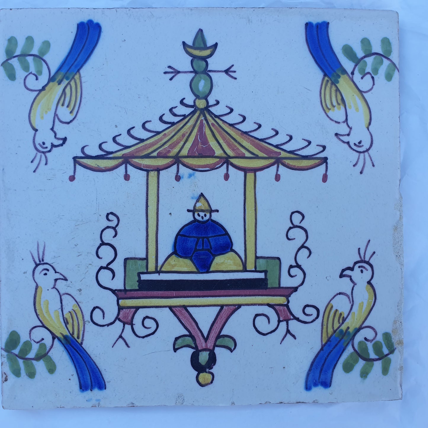 Rare Makkum Tile Set, Dutch Chinoise Polychrome, 19th Century