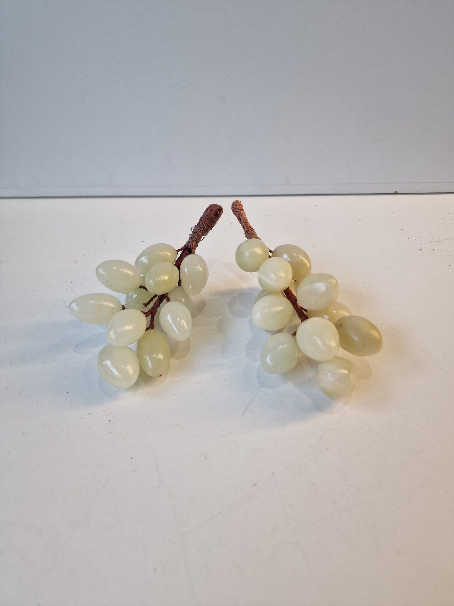 Antique Chinese Jade Grapes, Pale Green Carved Hardstone Clusters