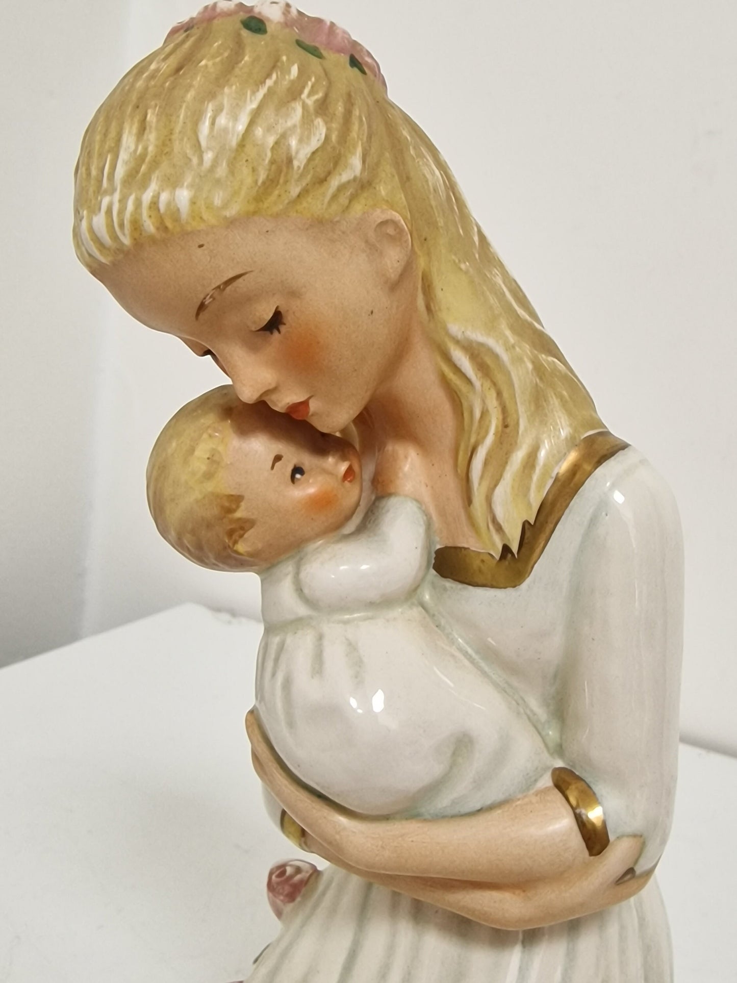 Goebel Porcelain Figurine, Young Mother with Baby and Bunny, Antique Collectible (22 cm)