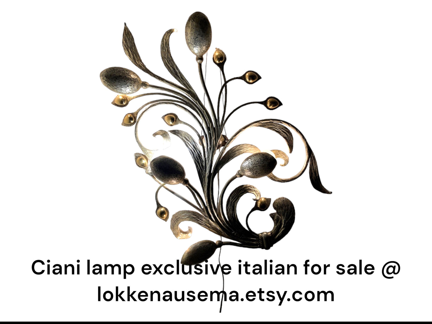 Italian Hollywood Regency Sconce, Gold & Silver Laminated Iron, Ciani Design