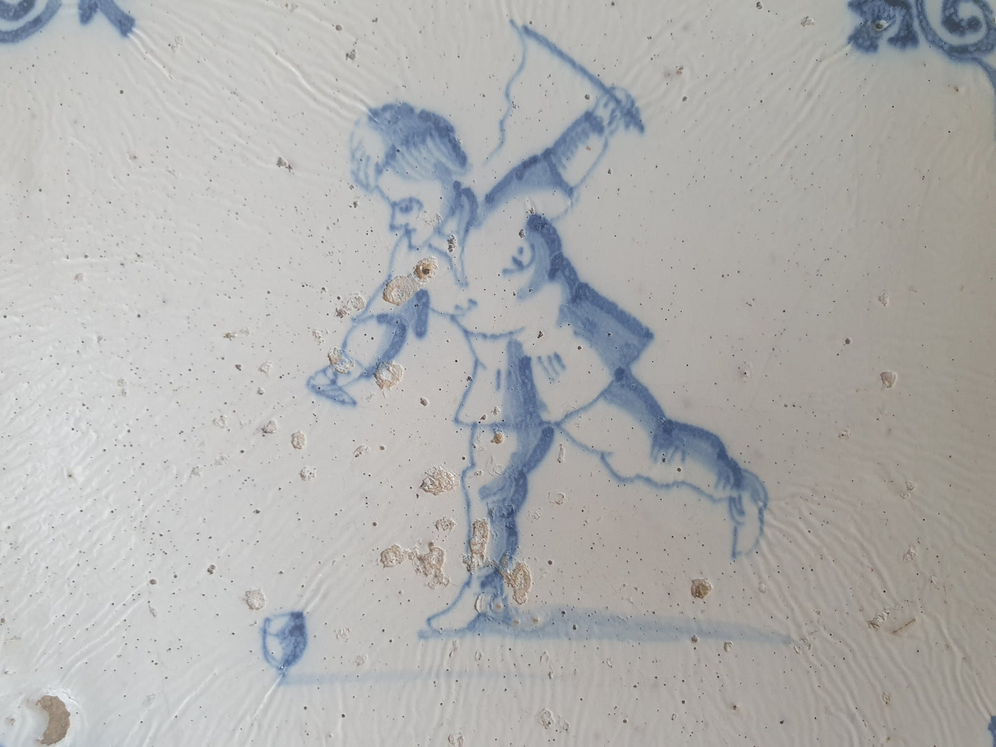 Antique Delft Tile – 1640 Child's Game, Amsterdam