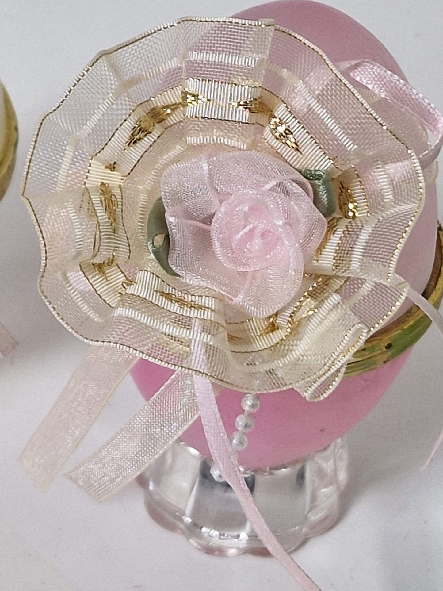Pastel Perspex Faberge Style Egg Trinket Set: French Boudoir Decor