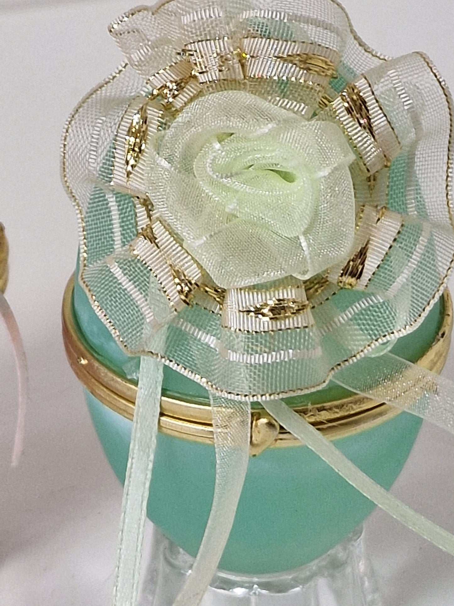 Pastel Perspex Faberge Style Egg Trinket Set: French Boudoir Decor