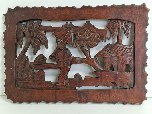 Antique Chinese Wood Carving Panel, Republic Era