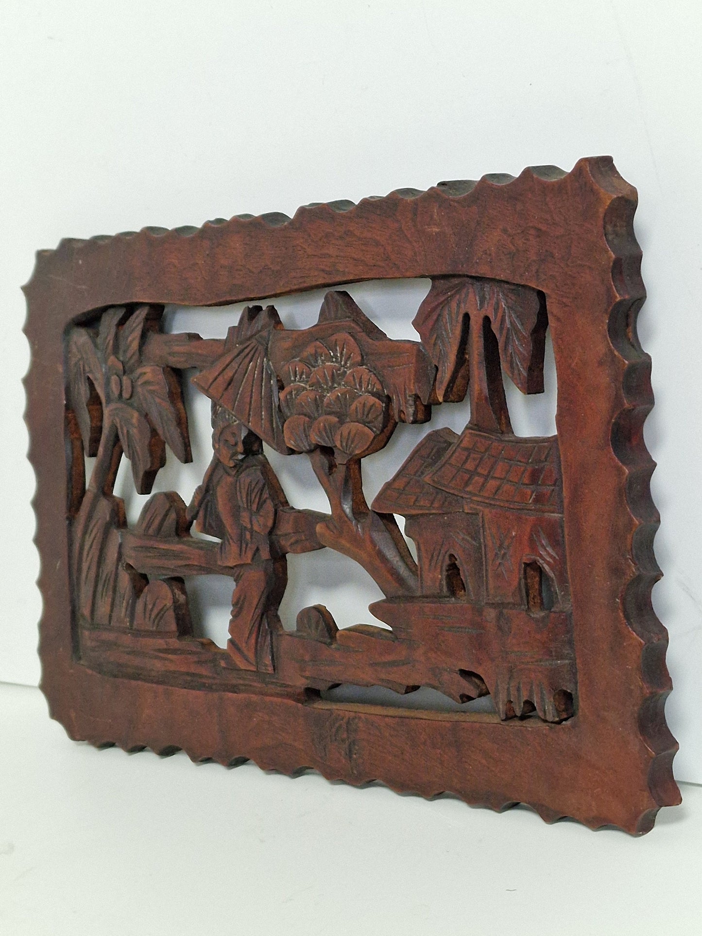 Antique Chinese Wood Carving Panel, Republic Era