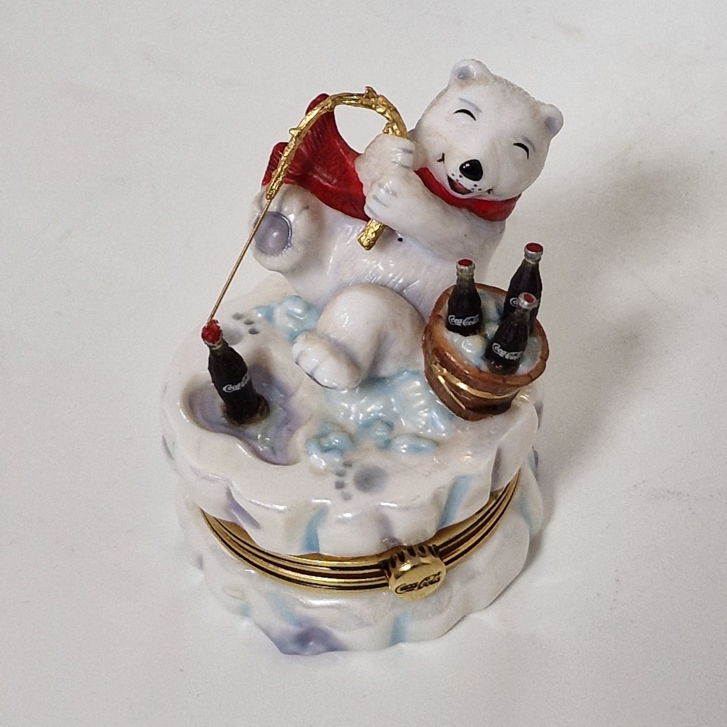 Coca Cola Franklin Mint Polar Bear Trinket Box Set, 22K Gilt Display