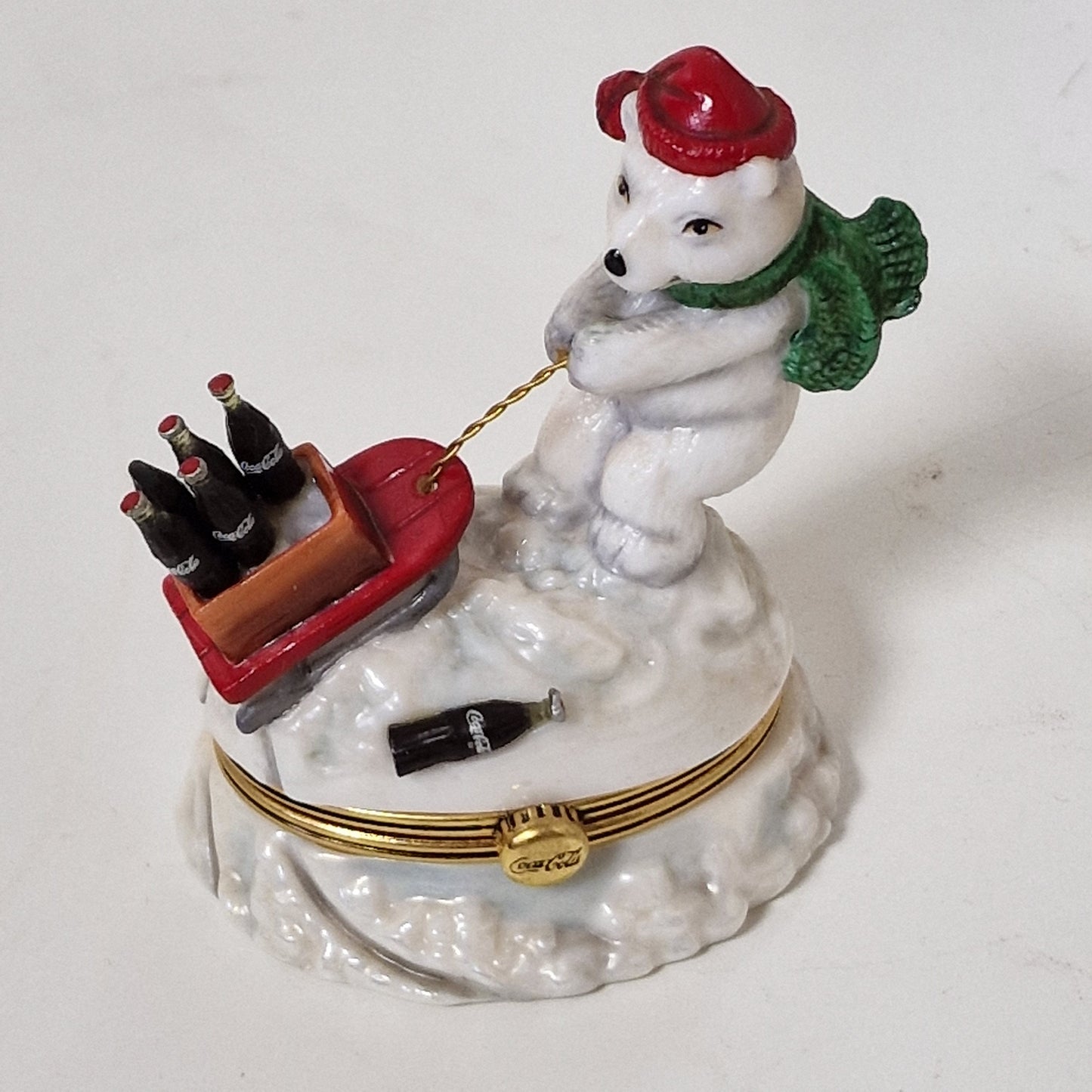Coca Cola Franklin Mint Polar Bear Trinket Box Set, 22K Gilt Display
