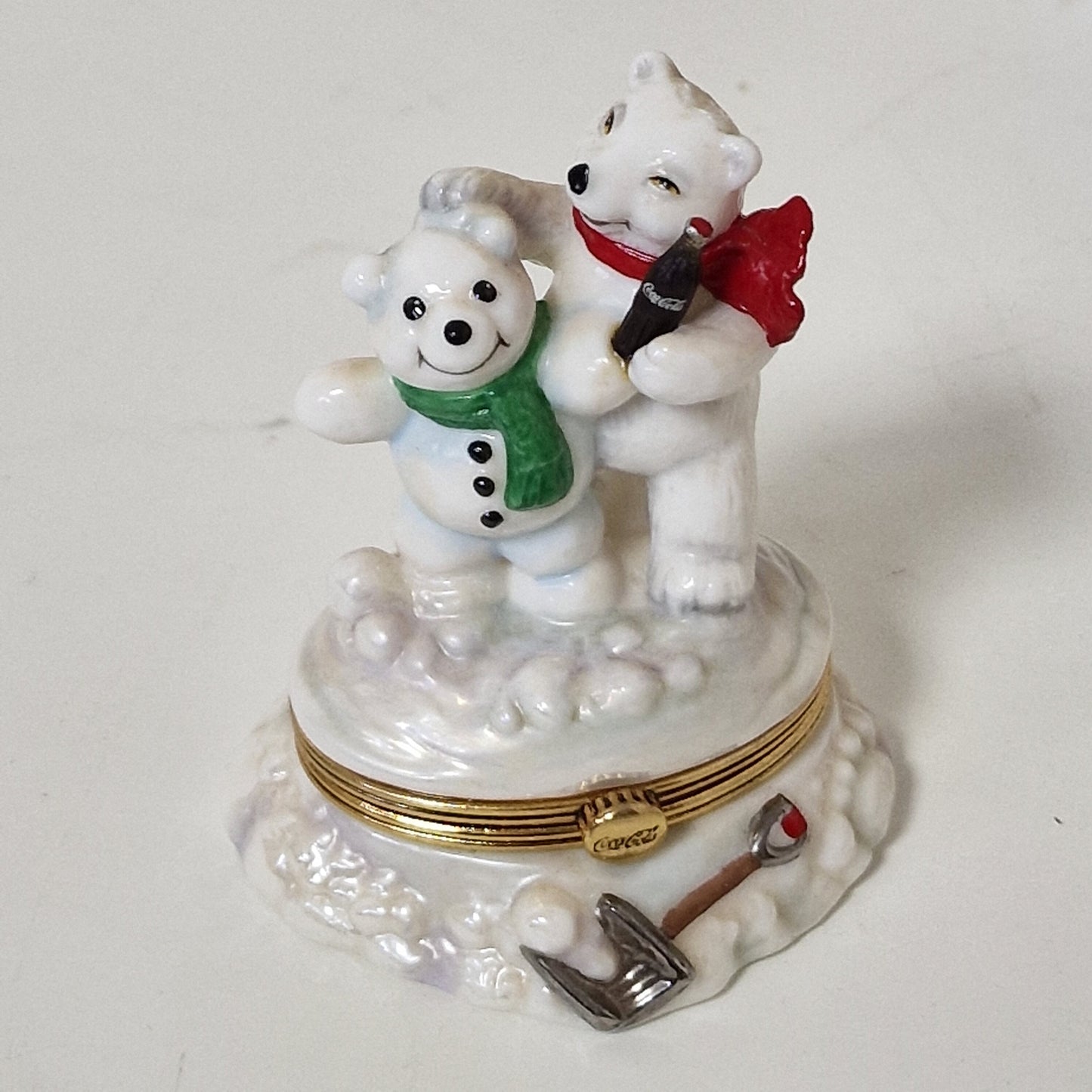 Coca Cola Franklin Mint Polar Bear Trinket Box Set, 22K Gilt Display
