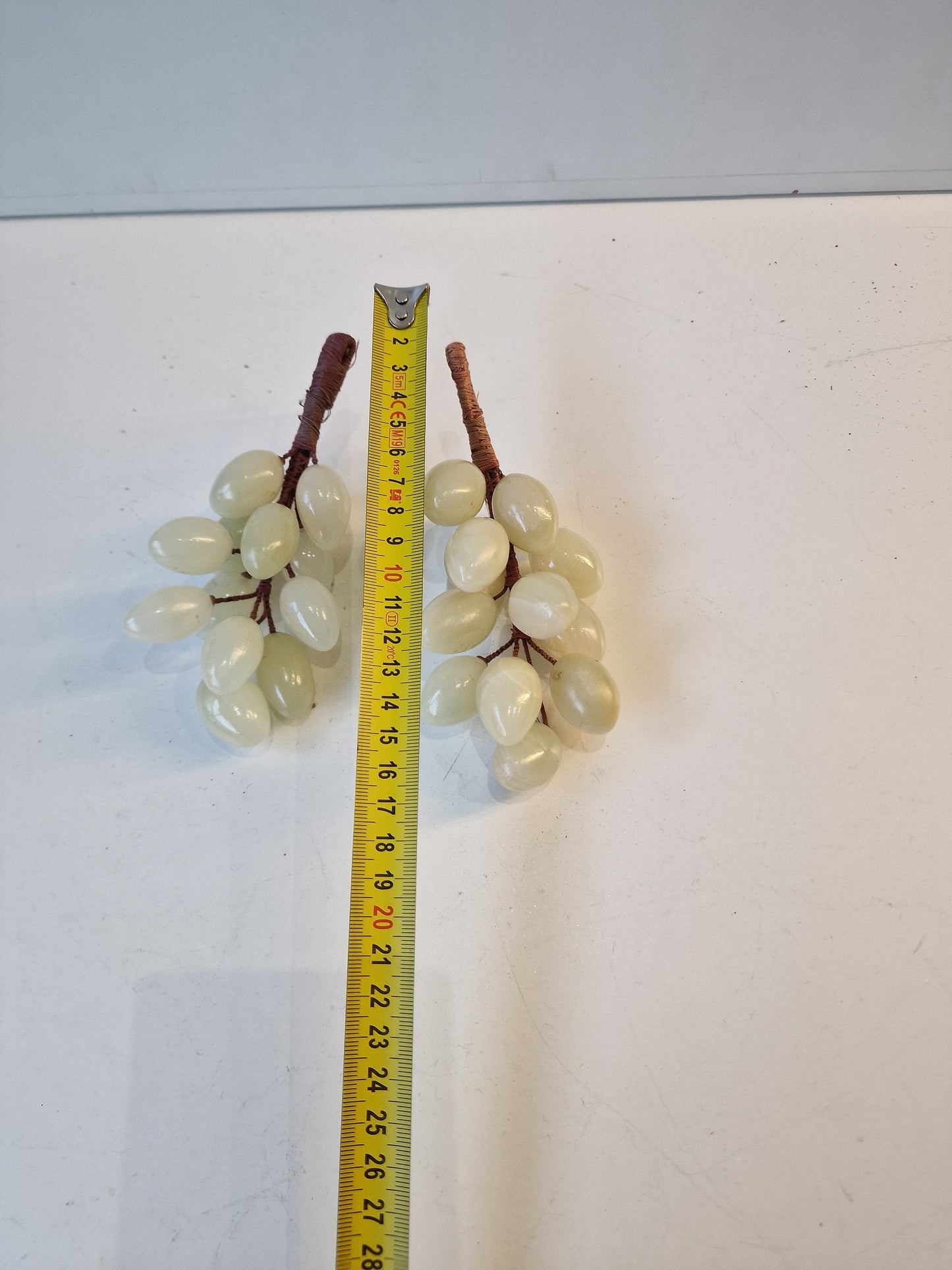 Antique Chinese Jade Grapes, Pale Green Carved Hardstone Clusters