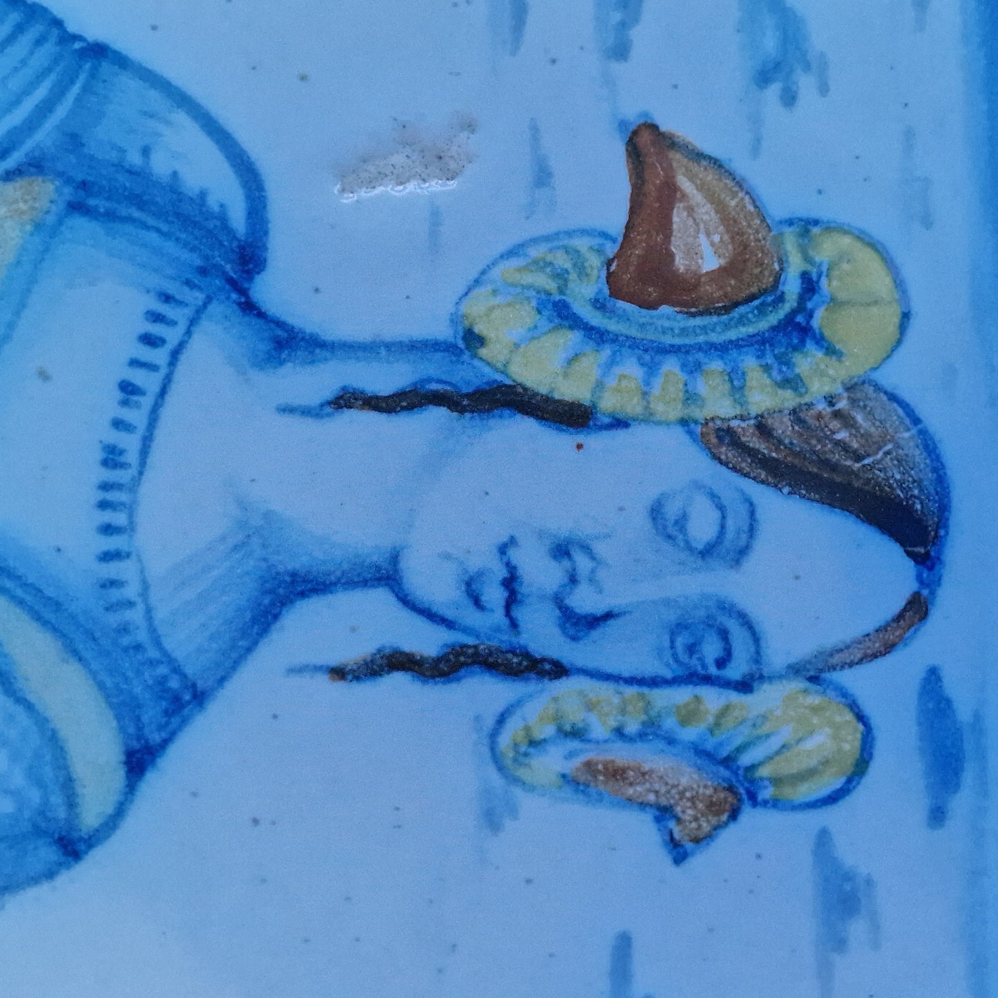 Polychrome Pottery Tile, Woman with Rams Horns, After Guido di Safino