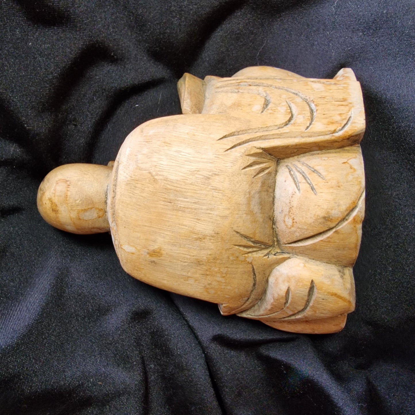 Vintage Hand Carved Wooden Buddha Statue, Folk Art Figurine