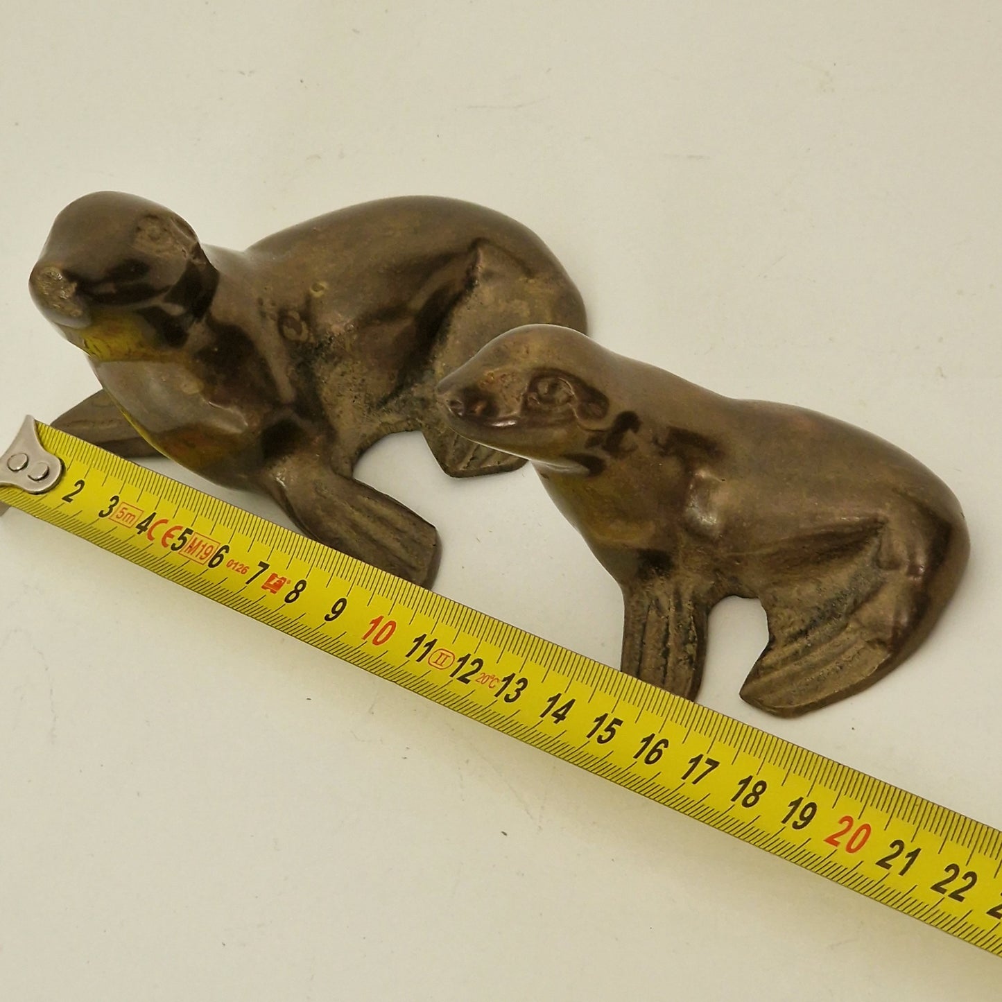 Pair of Vintage Bronze Seal Figurines