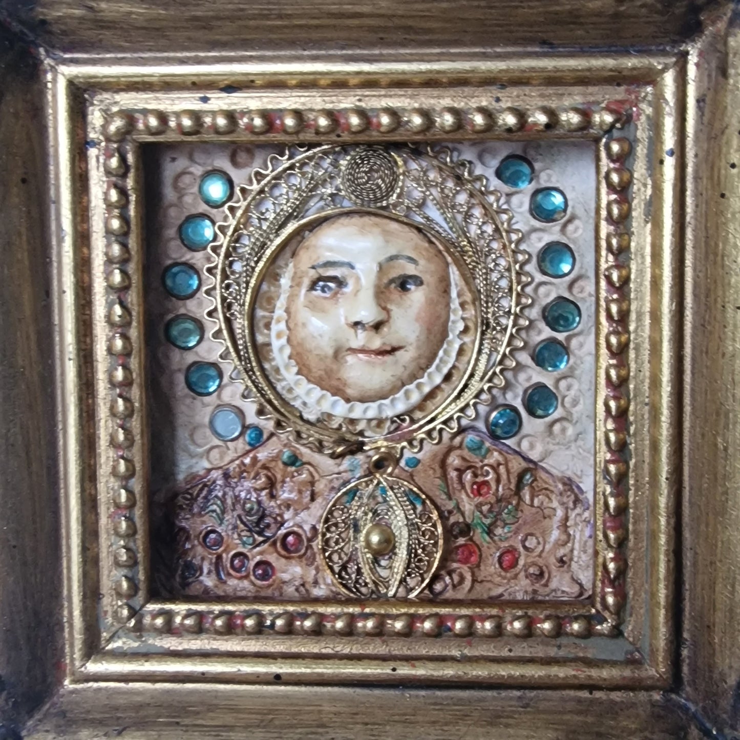 Lya Wolkowiski (1933) - miniature relief painting ornament, modern ikoon icon