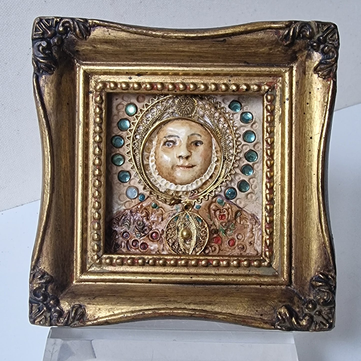 Lya Wolkowiski (1933) - miniature relief painting ornament, modern ikoon icon