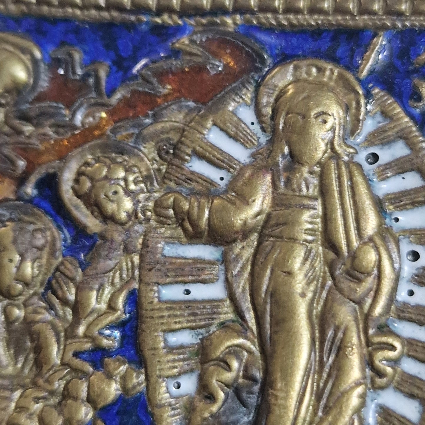 Antique Russian Icon, Resurrection of Christ, Enamel Travel Icon, 1850