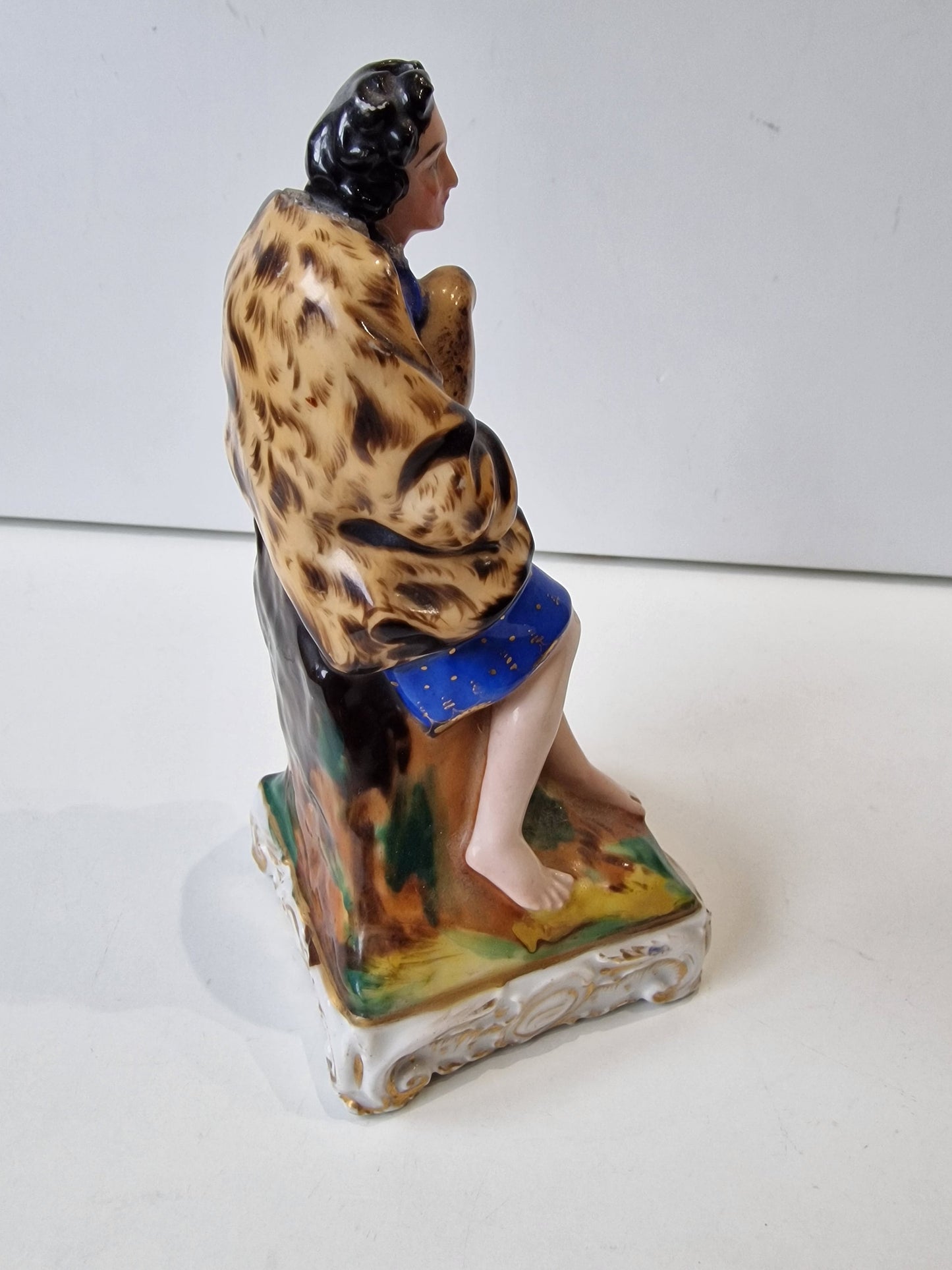 Antique Staffordshire Porcelain Figurine, Scottish Noble Woman with Bagpipe