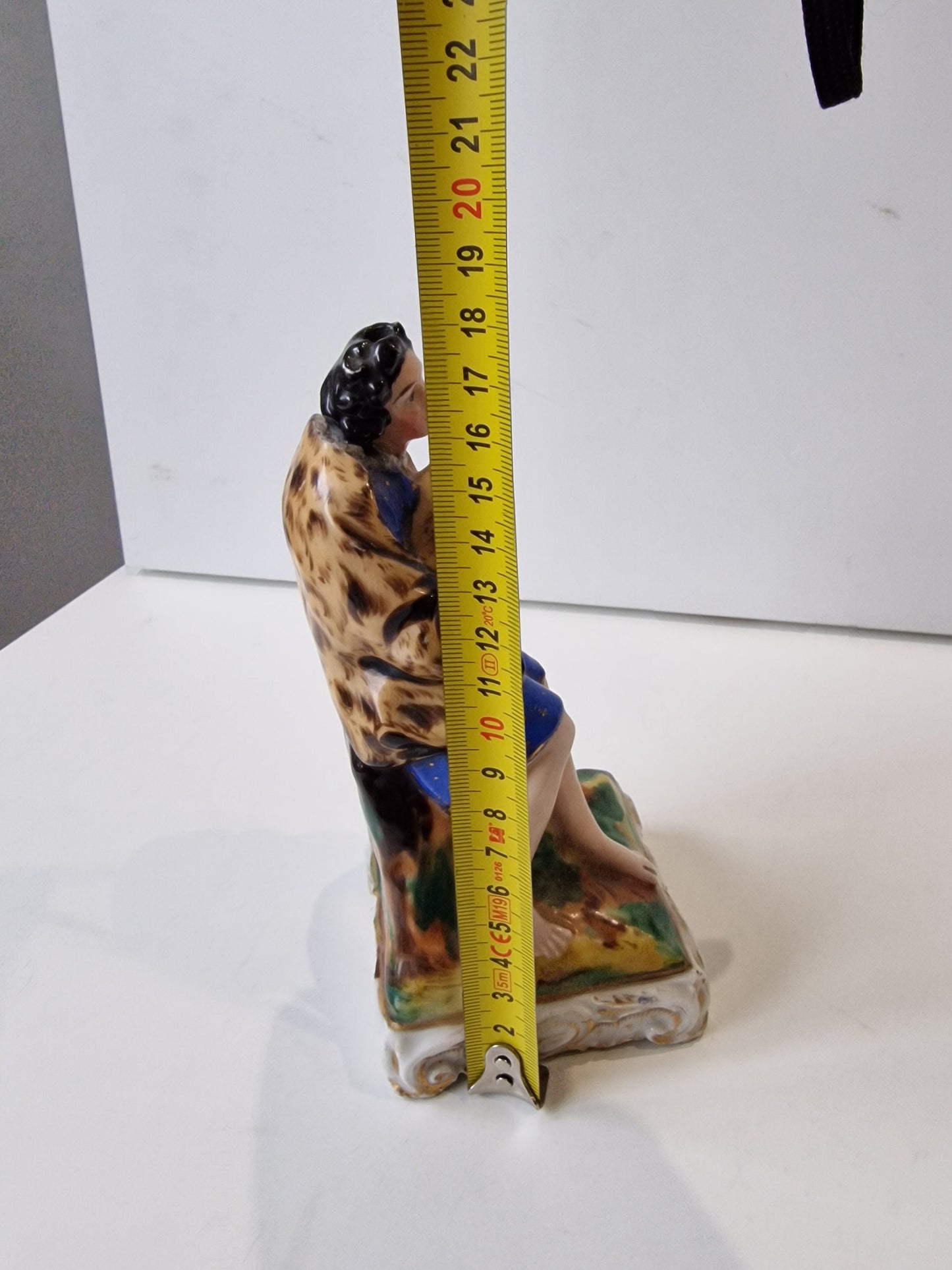Antique Staffordshire Porcelain Figurine, Scottish Noble Woman with Bagpipe