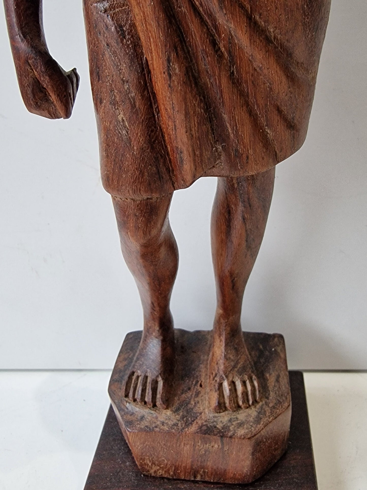 Indonesia, Tropical Indonesian hardwood sculpture, 1930's. Man, spear hunter 31 cm