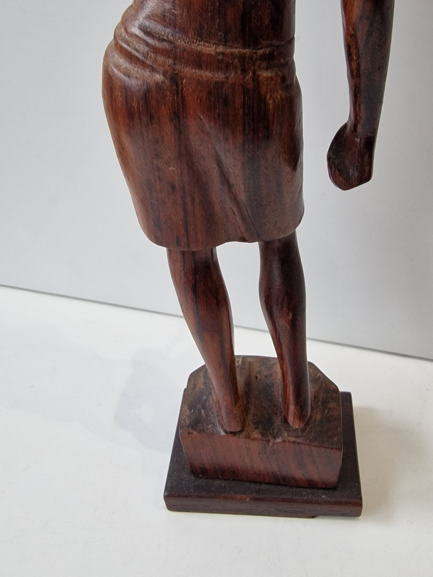 Indonesia, Tropical Indonesian hardwood sculpture, 1930's. Man, spear hunter 31 cm