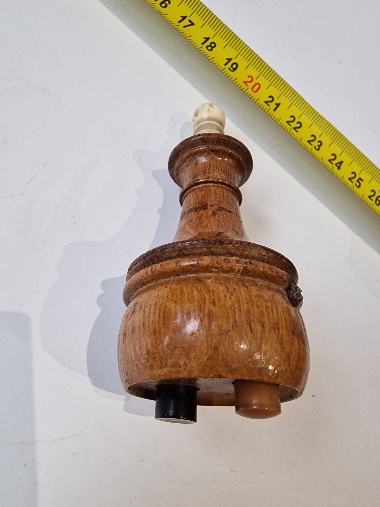 Antique Dutch Art Nouveau Butler Bell, Wood & Bakelite Push Button