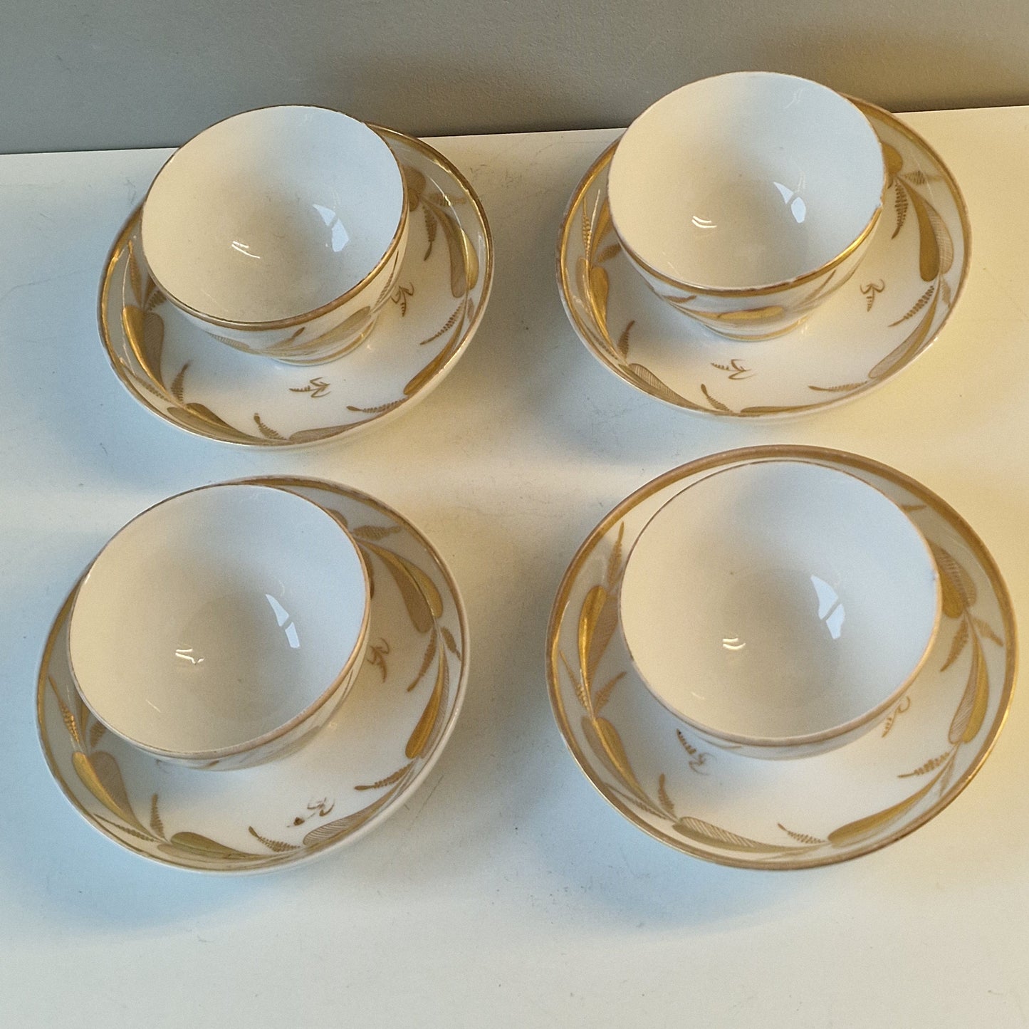 18th century french faience 4 cups and saucers goldgilt