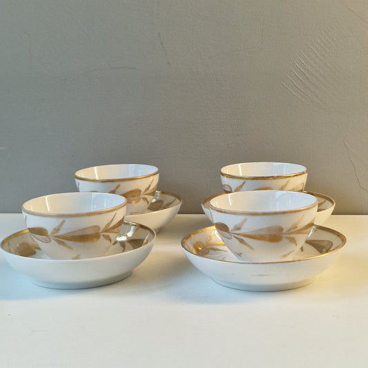 18th century french faience 4 cups and saucers goldgilt