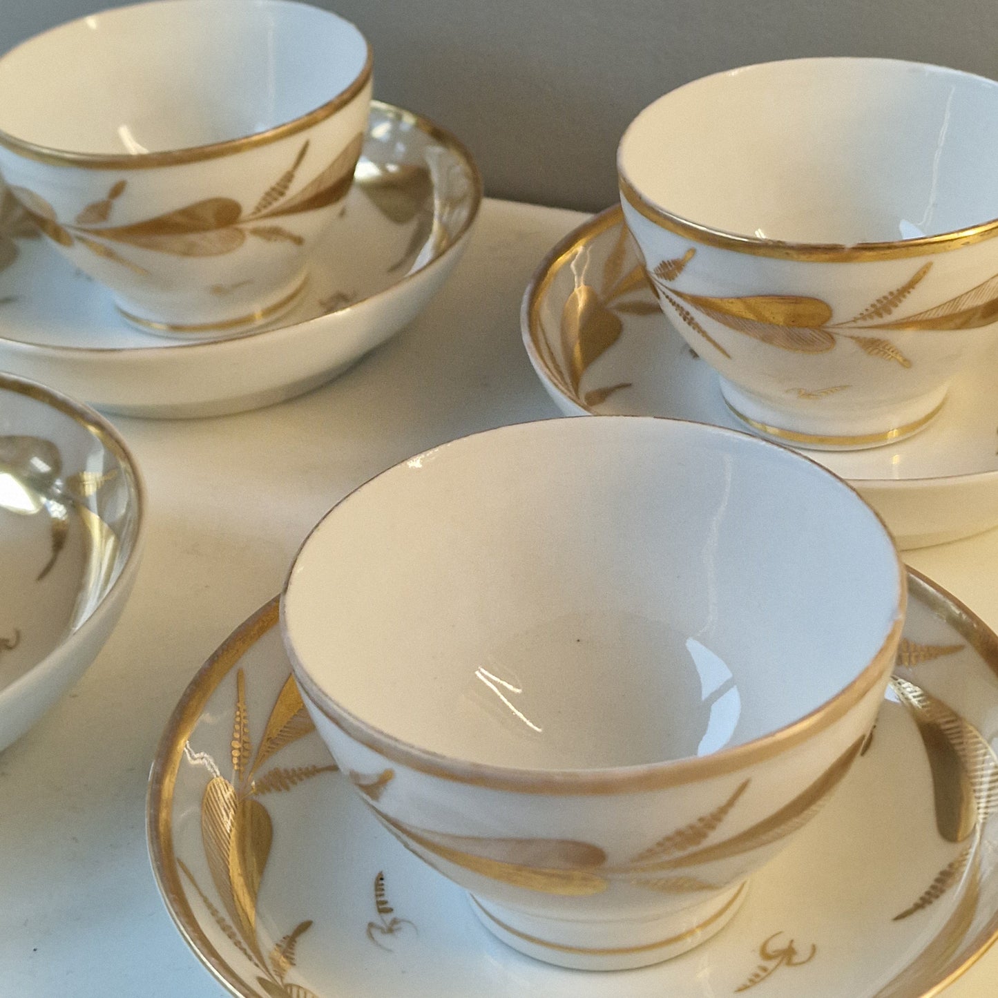18th century french faience 4 cups and saucers goldgilt